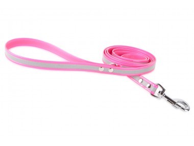 Firedog BioThane póráz Fényvisszaverő 19 mm 1,2 m fogóval & D-ring pink