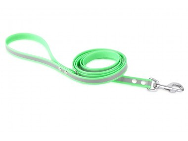 Firedog BioThane póráz Fényvisszaverő 19 mm 2 m fogóval & D-ring light green