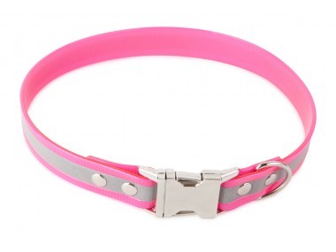 Firedog BioThane nyakörv Clip Fényvisszaverő  25 mm 38 cm pink