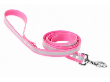 Firedog BioThane póráz Fényvisszaverő 25 mm 1,2 m fogóval & D-ring pink