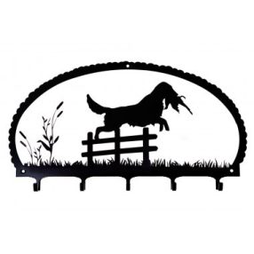 Dog Key Rack Jumping Flat Coated Retriever